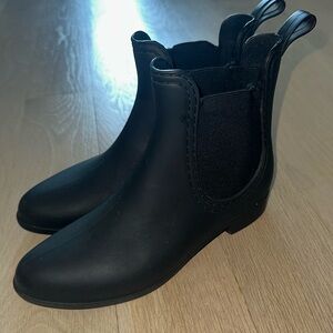Jeffrey Campbell black rain booties, size 6, used, very comfortable